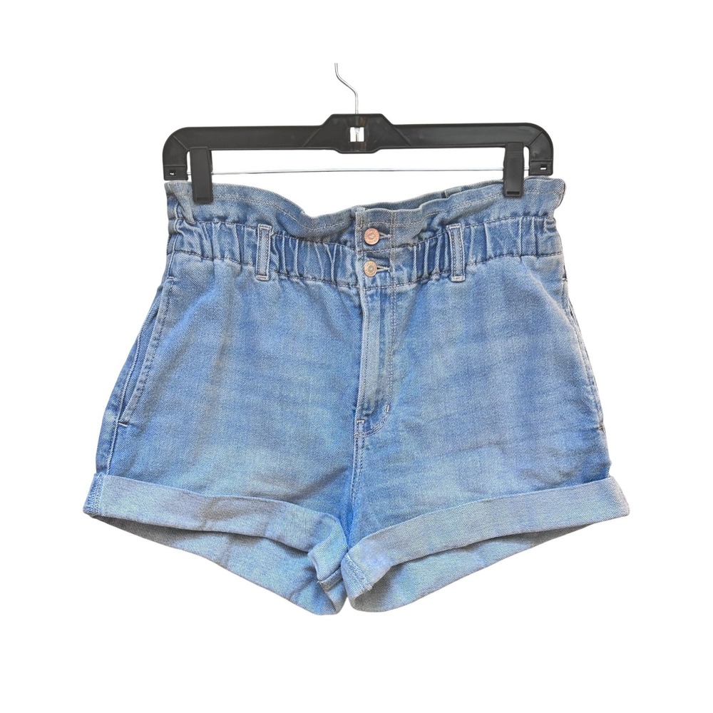 Hollister‎ Ultra High-Rise Mom Shorts Light Wash Paperbag Waist Denim Size 9 W29